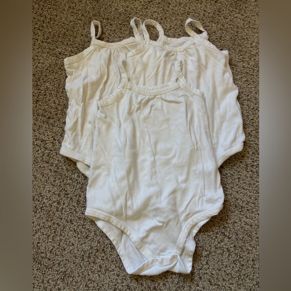 Organic Cotton White Tank Bodysuit Size 18 Mo Set of 3 ( Honest Co, Purebaby )
